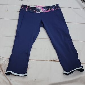 IVIVVA Girls Size 12 Navy Blue And Paint Splatter Mesh Back Side Pocket Capris